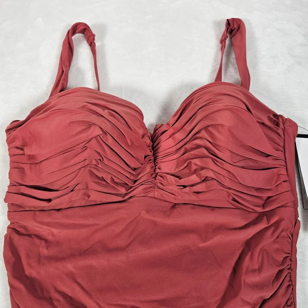 Coco Reef Tankini Top Womens Ruched Underwire Lava‎ Coral U95481 NEW 36D